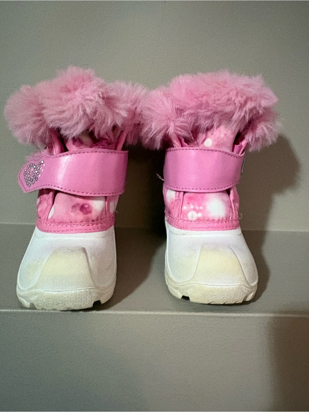 Cozy Pink Faux-Fur Kids Snow Boots with Hook-and-Loop Strap